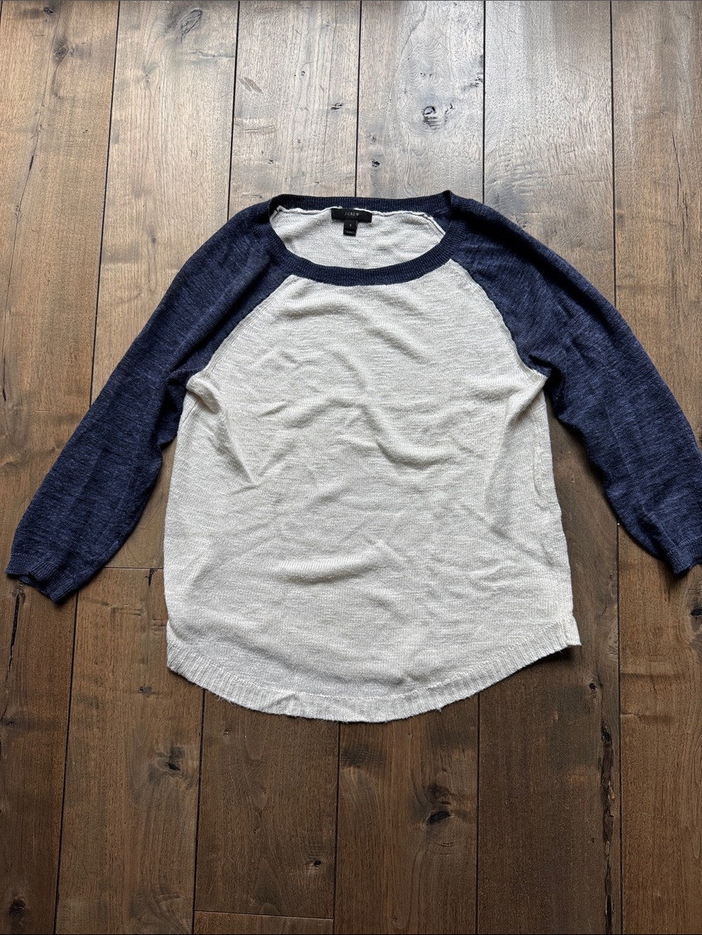 J. Crew Raglan 3/4 Sleeve Tee in Navy and Cream